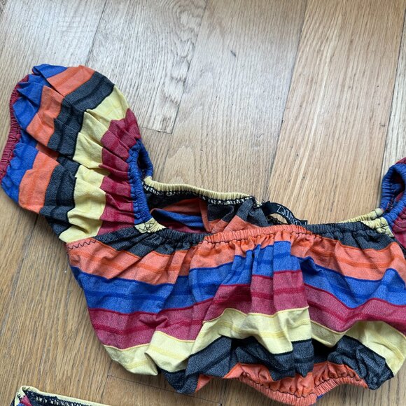 Lisa Marie Fernandez Leandra Two-Piece Bikini Multicolored Stripes Bubble Sleeve - Picture 6 of 9